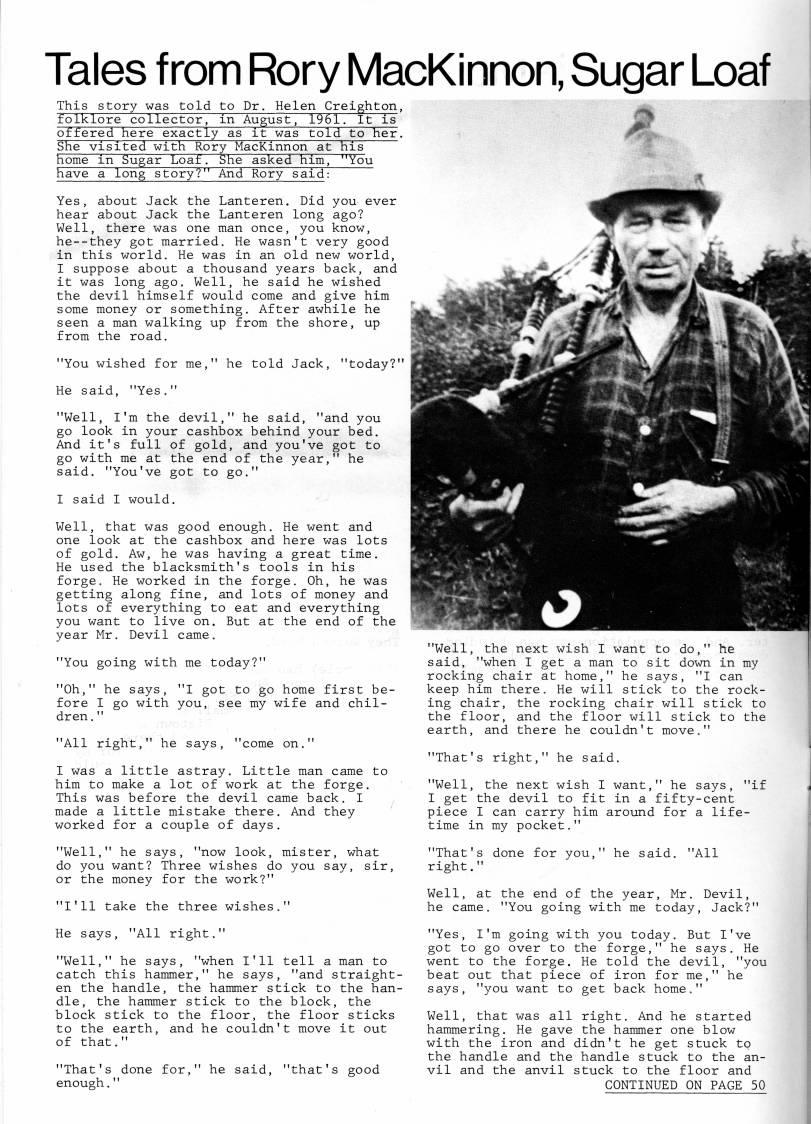 Inside Front cover - Tales from Rory MacKinnon, Sugar Loaf