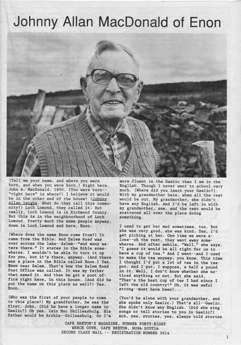 Page 1 - Johnny Allan MacDonald of Enon