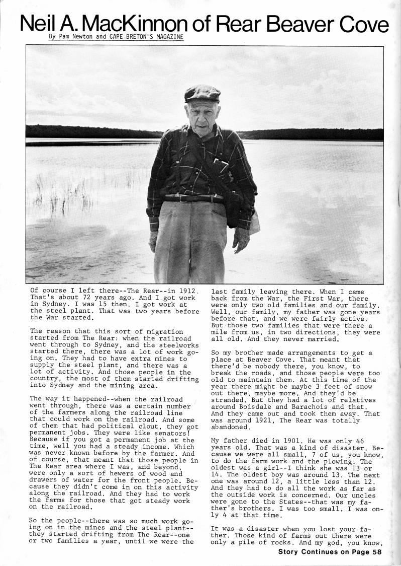 Back Cover - Neil A. MacKinnon of Rear Beaver Cove