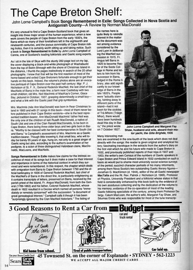 Page 56 - The Cape Breton Shelf: John Lorne Campbell's Book "Songs Remembered in Exile: Songs Collected in Nova Scotia and Antigonish County"