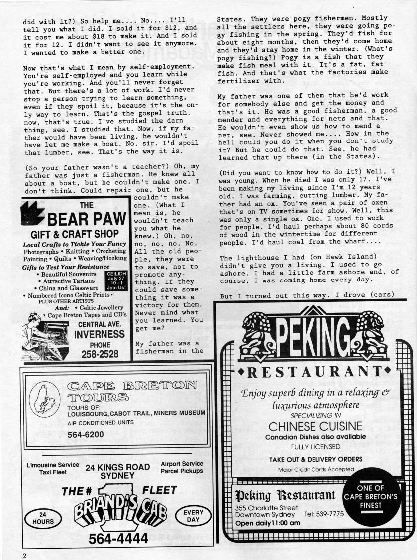 Page 2 - A Visit with Frank Landry, 91. of Isle Madame