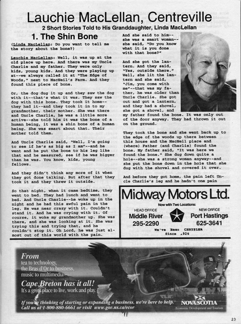 Page 23 - Lachie MacLellan, Centreville: 2 Short Stories Told To His Granddaughter, Linda MacLellan