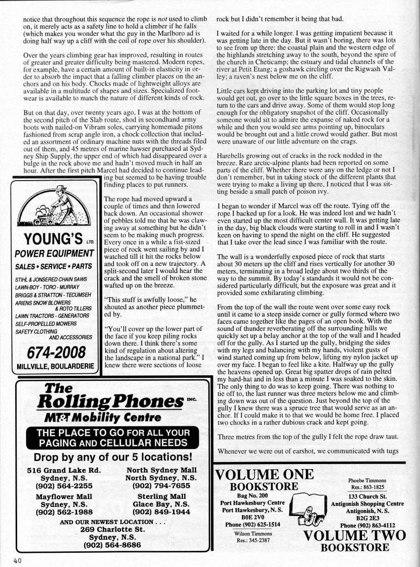 Page 40 - "So How Do You Get The Rope Up"? Rock Climbing in Northern Cape Breton