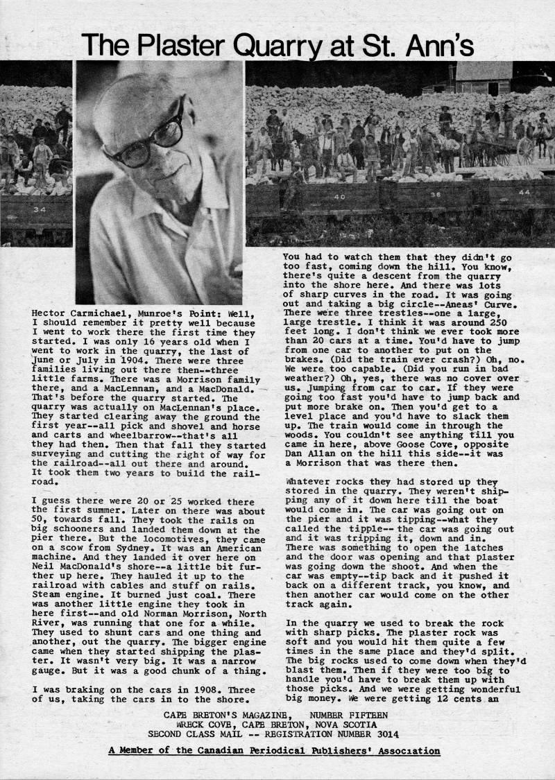 Page 1 - The Plaster Quarry at St. Ann's
